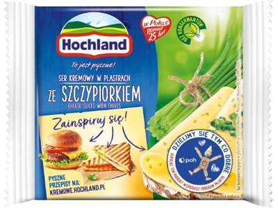 Lydytas sūris HOCHLAND, su laiškiniais česnakais, riekelėmis,17% rieb., 130 g