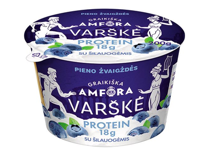 Varškė GRAIKIŠKA AMFORA Protein, 0,8%,  su šilauogėmis, be laktozės, 200 g