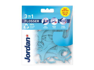 Tarpdančių siūlas su laikikliu JORDAN 3-in-1 Flosser, 36vnt.