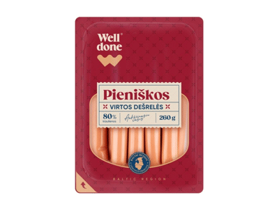 Virtos PIENIŠKOS dešrelės WELL DONE, a. r., 260 g