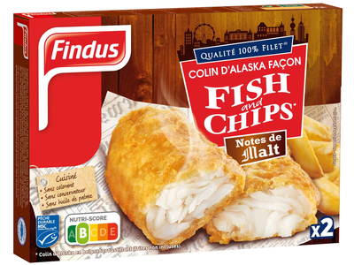 Šaldyti žuvies kepsneliai FINDUS Fish & Chips alaus tešloje, 240g