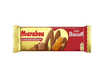 Pieninis šokoladas MARABOU, su Biscoff sausainiais, 160 g