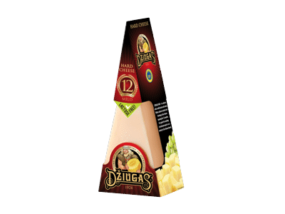 Kietasis sūris DŽIUGAS MILD, brandintas 12 mėn., 40 % rieb. s. m., 180 g