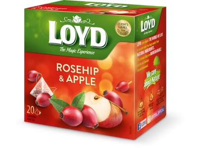 Vaisinė arbata LOYD, obuolių skonio, su erškėtuogėmis, 20 x 2g