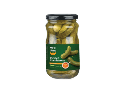 Marinuoti agurkėliai WELL DONE su medumi, 340 g