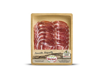 Vytinta kiaulienos šoninė VERONI Pancetta, sukta, griežinėliais, 70 g