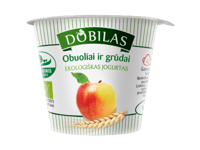 Valgom. ekologiš. jogurtas DOBILAS su obuoliais, 3,2 % rieb., 125 g