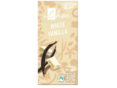 Ekologiškas baltasis šokoladas iCHOC WHITE Vanilla, 80 g