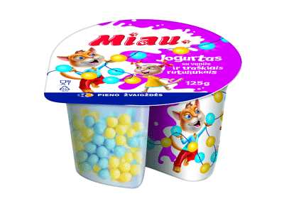 Jogurtas MIAU su vanile ir traškiais rutuliukais, 5 % rieb., 125 g
