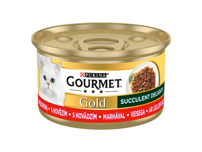 Konservuotas kačių ėdalas GOURMET GOLD su jautiena, 85 g