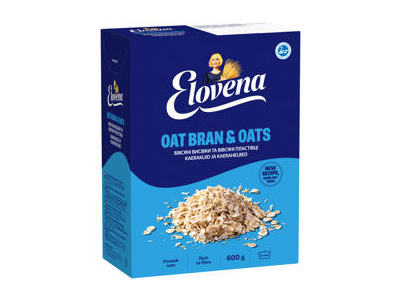 Viso grūdo dribsniai ir avižų sėlenos ELOVENA, 600 g