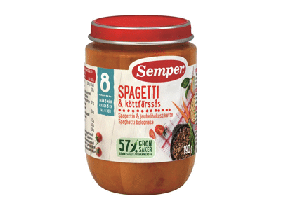 Makaronai su bolonijos padažu SEMPER, nuo 8 mėn., 190 g