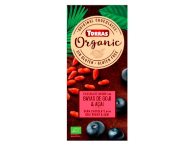 Ekologiškas šokoladas TORRAS su goji ir acai uogomis, 100 g, LT-EKO-001