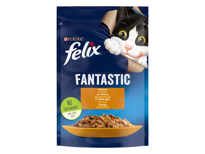 Kačių ėdalas FELIX FANTASTIC su višt.,skirtas jaun. kač.,85g, 85 g