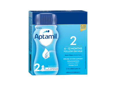 Tolesnio maitinimo pieno mišinys APTAMIL 2 (nuo 6 mėn.), 400 ml