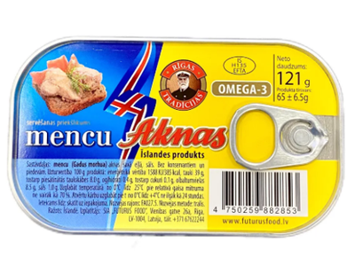Menkių kepenėlės RIGA TRADITIONS, savo aliejuje, 121 g