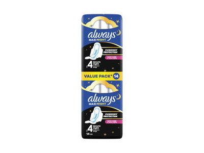 Higieniniai paketai ALWAYS Maxi, Secure Night, S4, 14 vnt.