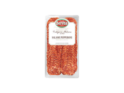 Vytintas pjaustytas BERETTA aštraus skonio saliamis PEPPERONI, nerūš., 80 g