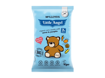 Eko kepti kukurūzų užkand LITTLE ANGEL TEDDY su mork, moliūg nuo 7mėn