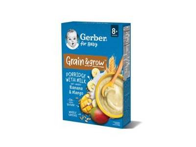 Košė GERBER Grain & Grow, avižinė, bananų ir mango skonio, 200 g
