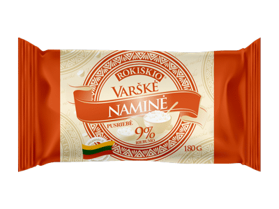 Pusriebė ROKIŠKIO NAMINĖ varškė, 9 % rieb., 180 g