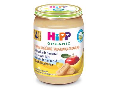Ekol. obuol. ban. tyrė HIPP BIO, 4 mėn, 190 g