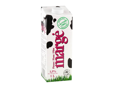 Pienas be laktozės MARGĖ, 1,5%, UAT, 1 l