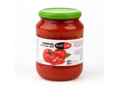 Vyšniniai pomidorai TASTE LAND, pomidorų padaže, 680g/350g