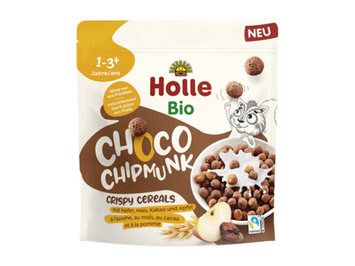 „Holle“ ekologiški traškūs sausi pusryčiai su kakava CHOCO CHIPMUNK.