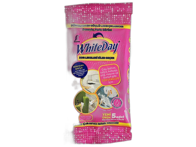 Drėgnos servetėlės dėmėms pašalinti White Day 5vnt. Travel size