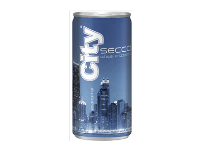 Pusiau putojantis sausas vynas CITY SECCO WHITE FRIZZANTE, 200 ml