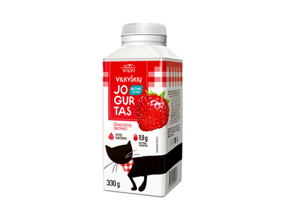Jogurtas VILKYŠKIŲ, žemuogių skonio, 2% riebumo, 330 ml, tetratop