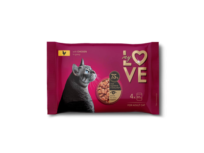 Kačių ėdalas su višt. pad. MY LOVE, 4 x 85 g