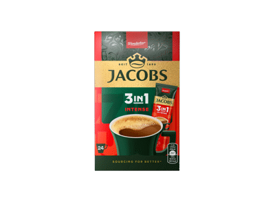 Tirpiosios kavos gėrimas JACOBS 3IN1 INTENSE, 266.4 g