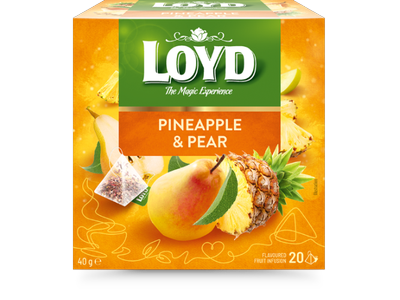 Vaisinės arbatos gėrimas LOYD, ananasų ir kriaušių skonio, 20 x 2g