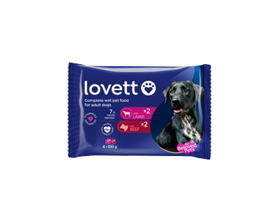 Konservuotas šunų ėdalas LOVETT su aviena ir jautiena, 400 g