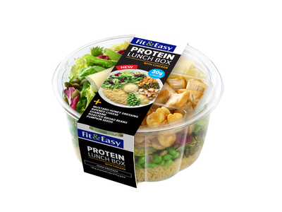 Pietų dėžutė FIT&EASY PROTEIN, salotos su vištiena, perliniu kuskusu ir sūriu, 270g