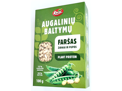 Augalinių baltymų faršas KORNI iš žirnių ir pupų baltymų koncentrato, 100 g
