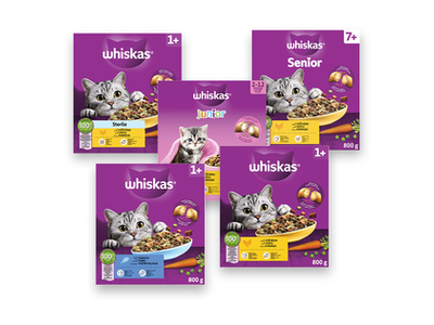 Sausas kačių ėdalas WHISKAS (5 rūšių), 800 g