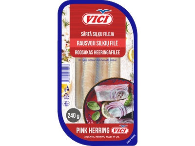 Silkių filė VIČI Rausvoji, sūdyta aliejuje, 240 g