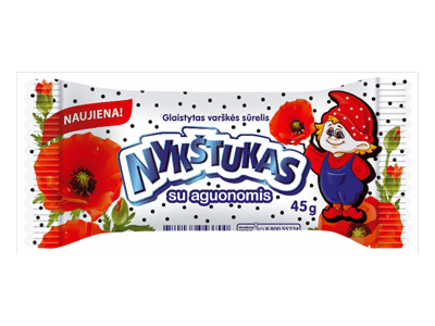 Glaistytas varškės sūrelis NYKŠTUKAS su aguonomis, 25,6% rieb., 45 g