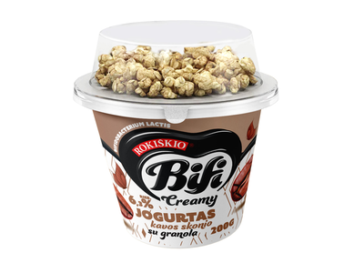 Jogurtas Bifi Creamy kavos skonio su granola 6,3% rieb., 200 g