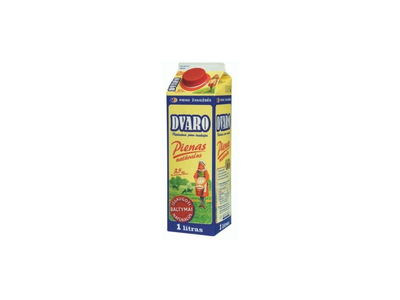DVARO pienas 3,5% rieb., 1l t-rex su kamšt.