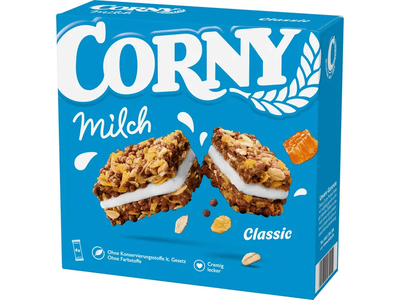 Javainių batonėliai su pieniniu pertepimu CORNY MILK, 120 g