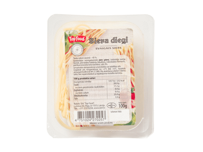 Sūrio juostelės, 28 % rieb. s. m., 100 g