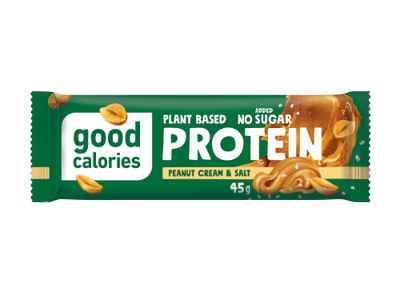 Baltymų batonėlis GOOD CALORIES, su sūdytais žemės riešutais ir datulėmis, 45 g