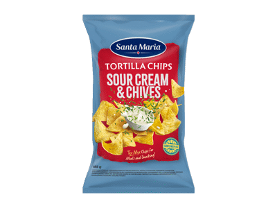 Kukurūzų traškučiai SANTA MARIA, grietinės ir česnakų skonio, 185 g