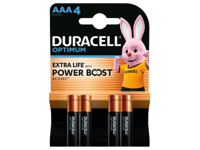 Baterijos DURACELL Optimum, AAA, 4 vnt.