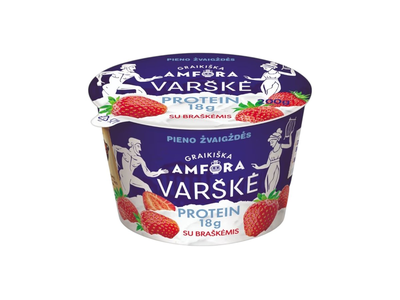 Graikiška Amfora Protein Varškė su braškėmis 0.8%, 200 g