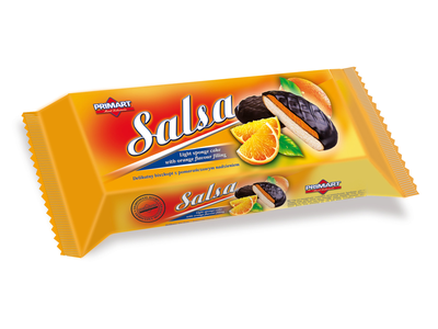 Sausainiai PRIMART Salsa, glaisyti, su apelsinų įdaru, 130 g